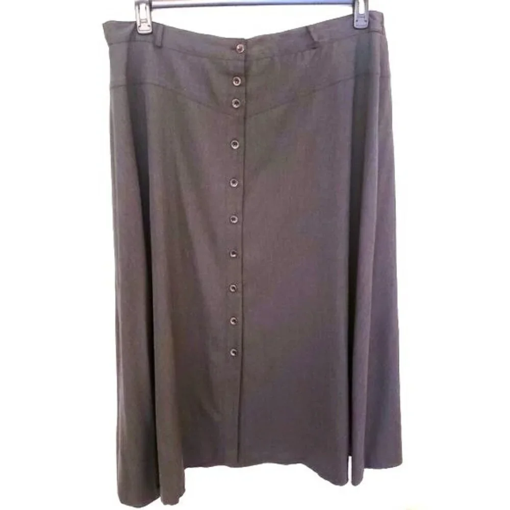 Vintage Button Front Gray Dropped Yoke Maxi Skirt by Spiegel 22W Runs Small EUC